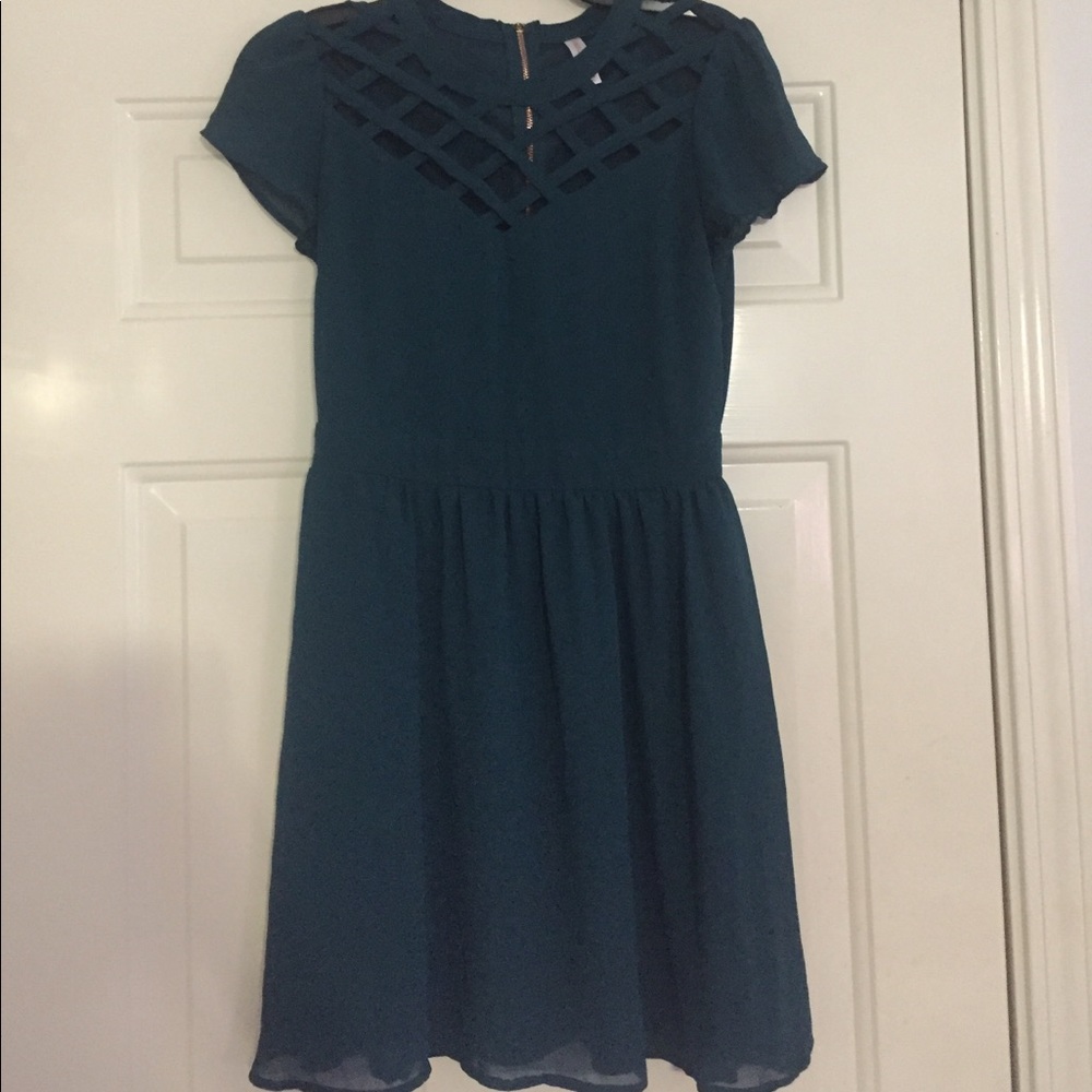 Teal Lattice Front Dress 5/$18 Sale